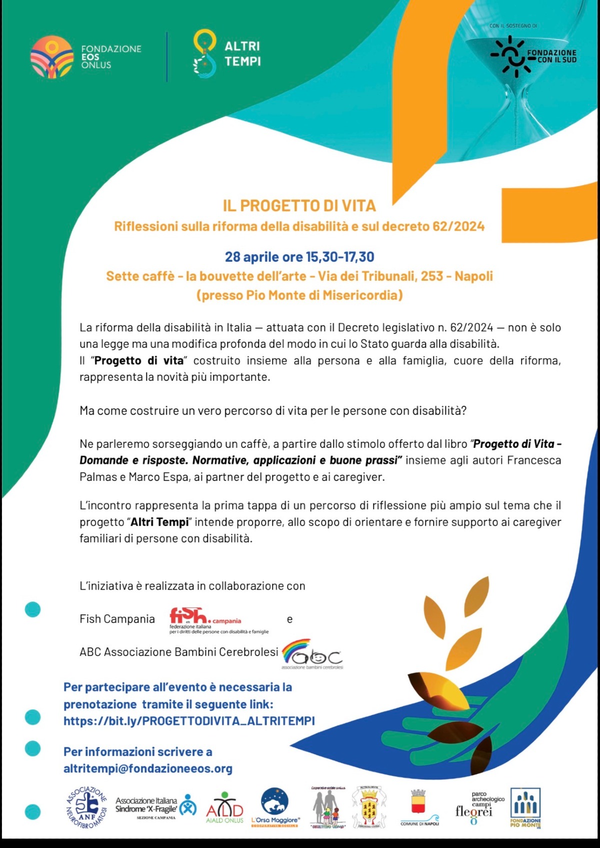 La riforma della disabilità fa tappa in Campania 27 -28 aprile - : Francesca Palmas e Marco Espa presentano il libro "Progetto di Vita" in quattro appuntamenti d’eccezione - 