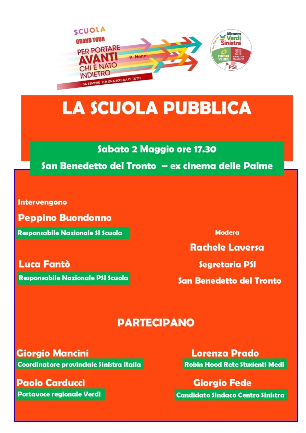 Scuola Grand Tour : sabato 2 maggio a San Benedetto del Tronto la quinta tappa - 