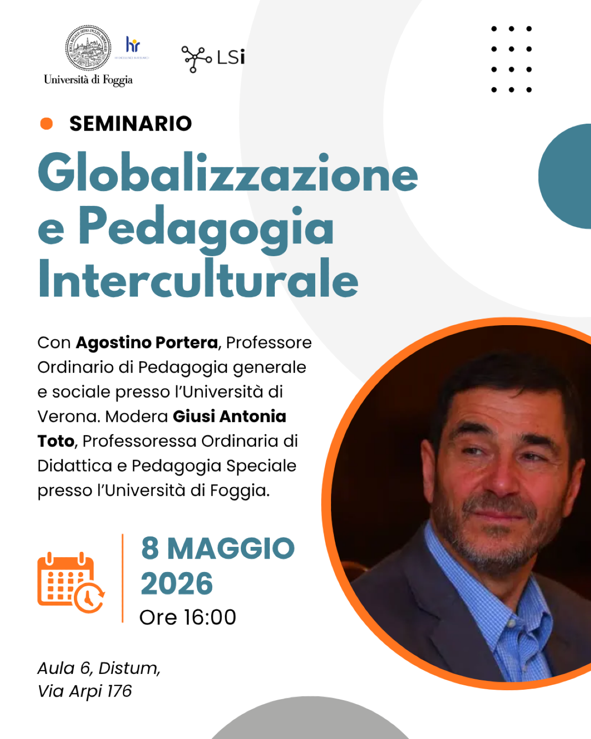 L’Università di Foggia ospita il professor Agostino Portera: un incontro su globalizzazione e pedagogia interculturale - 