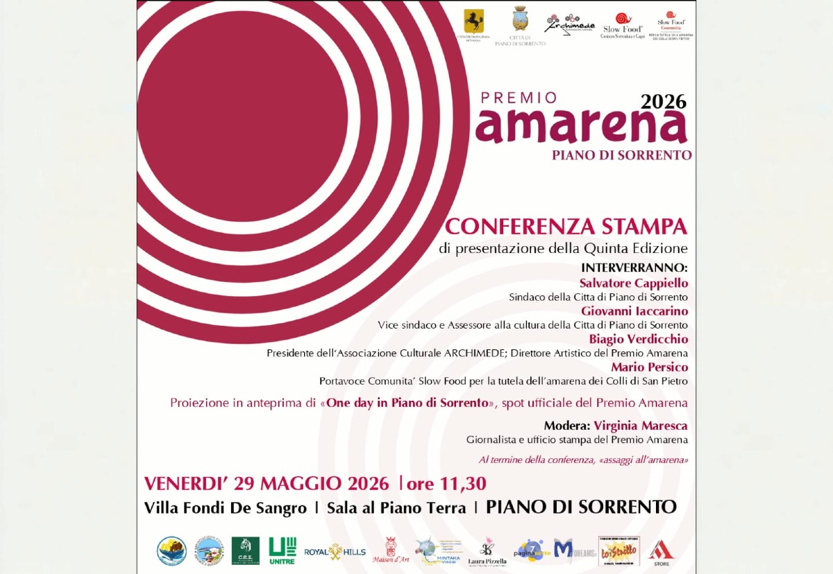 Premio Amarena, al via la quinta edizione: quattro appuntamenti tra gusto, territorio e spettacolo a Piano di Sorrento - 