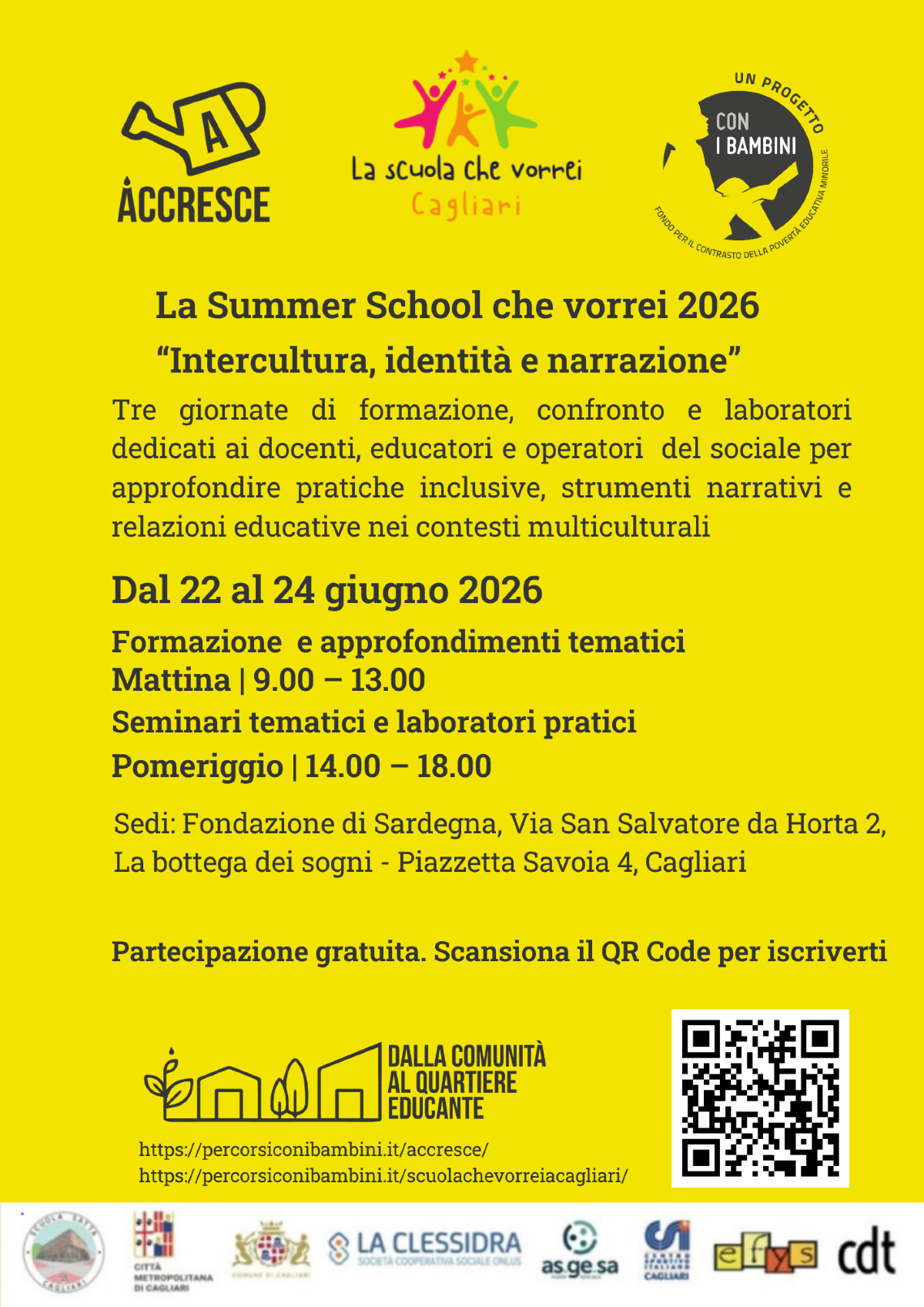 Torna a Cagliari la “Summer School che vorrei 2026”: tre giorni di formazione gratuita su inclusione e multiculturalità - 