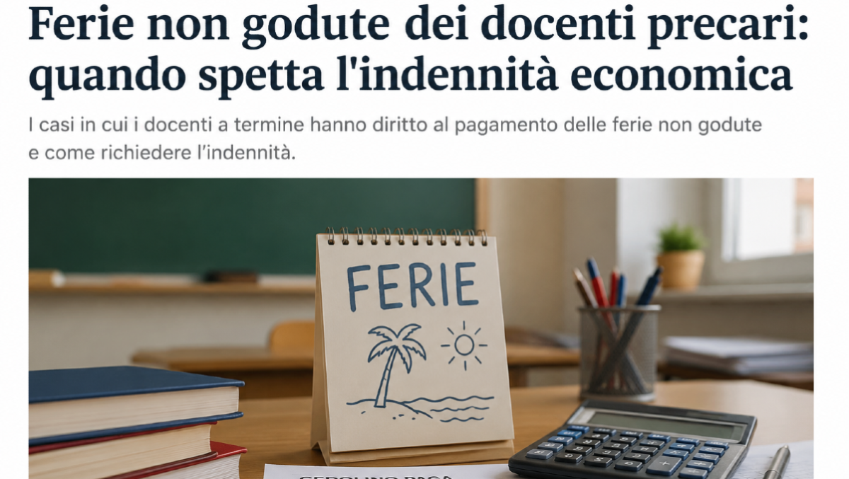 Ferie non godute dei docenti precari: quando spetta l'indennità economica - LeggeScuola