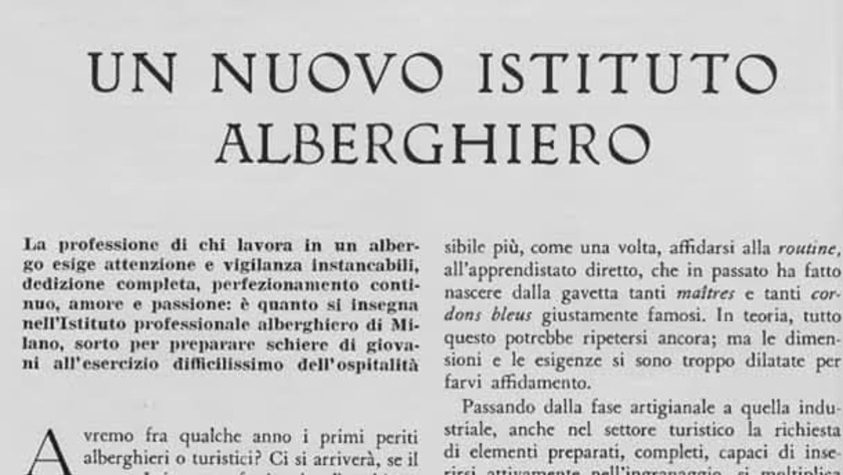 Alle origini degli Istituti Alberghieri - 