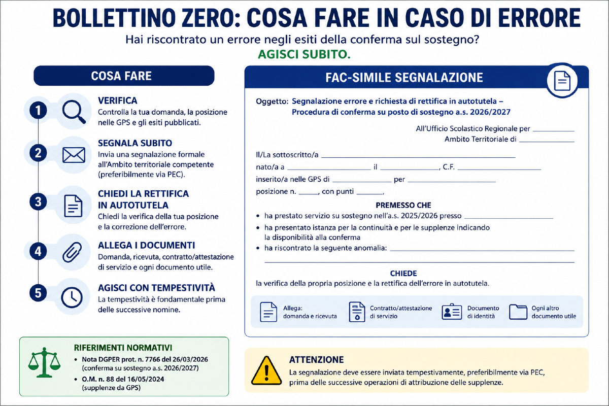 Bollettino zero, cosa fare in caso di errore - 