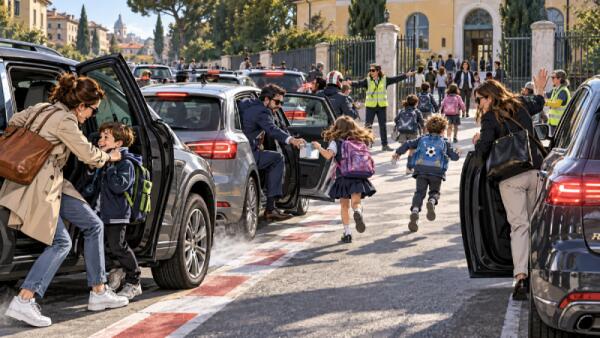 L’esercito dei “Genitori-Taxi”: al cancello delle scuole, Pit-Stop da Formula 1