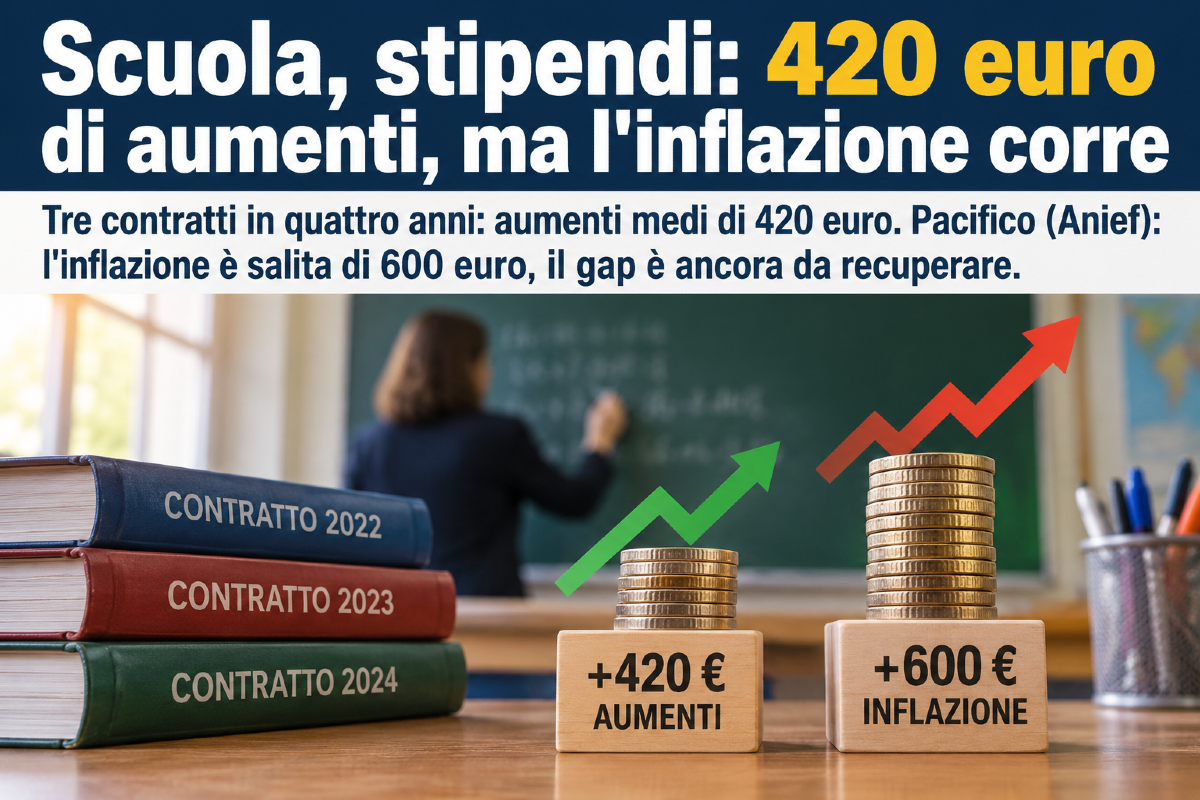 Scuola, stipendi: 420 euro di aumenti, ma l'inflazione corre - 