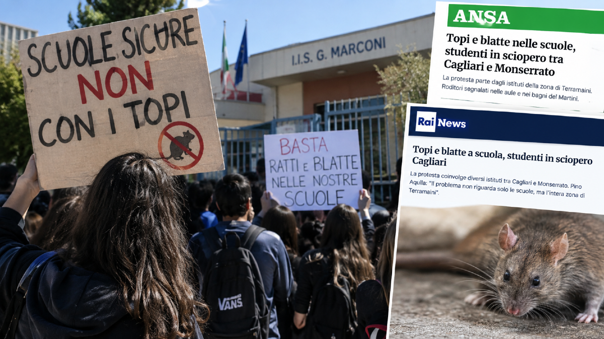 Topi e blatte nelle scuole, studenti in sciopero tra Cagliari e Monserrato - 