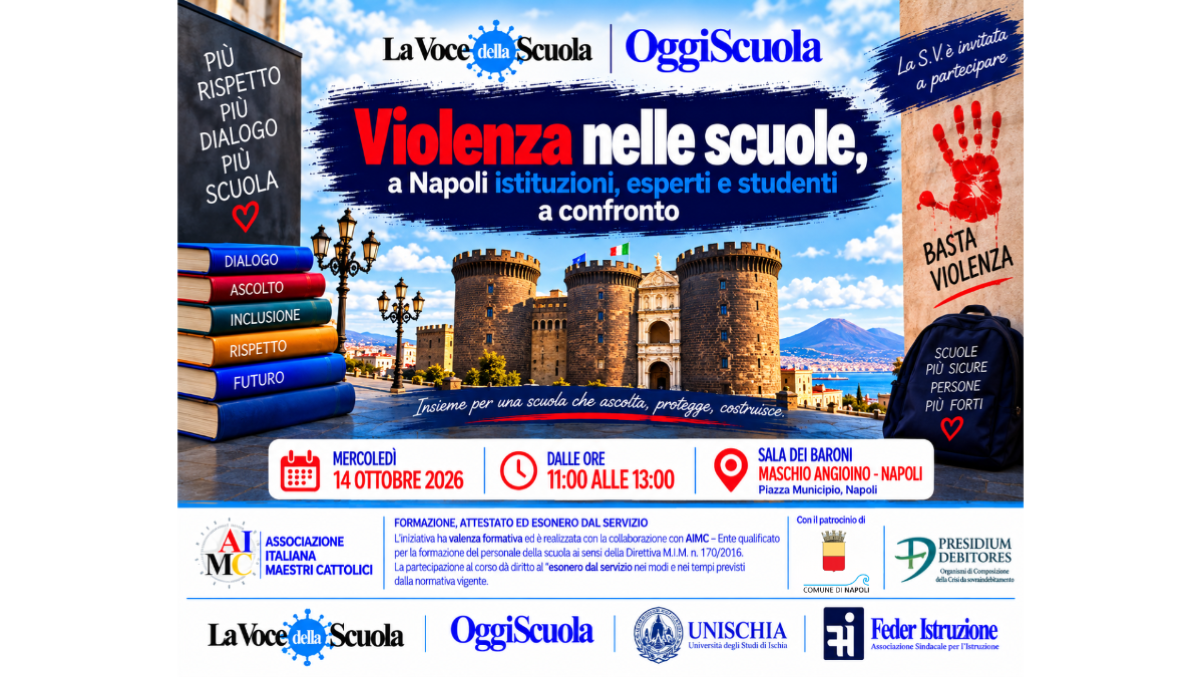 Napoli, il 14 ottobre confronto sulla violenza nelle scuole - Napoli, il 14 ottobre confronto sulla violenza nelle scuole