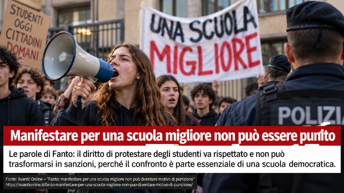 Scuola, Fanto: protestare non può diventare una colpa - Scuola, Fanto: protestare non può diventare una colpa