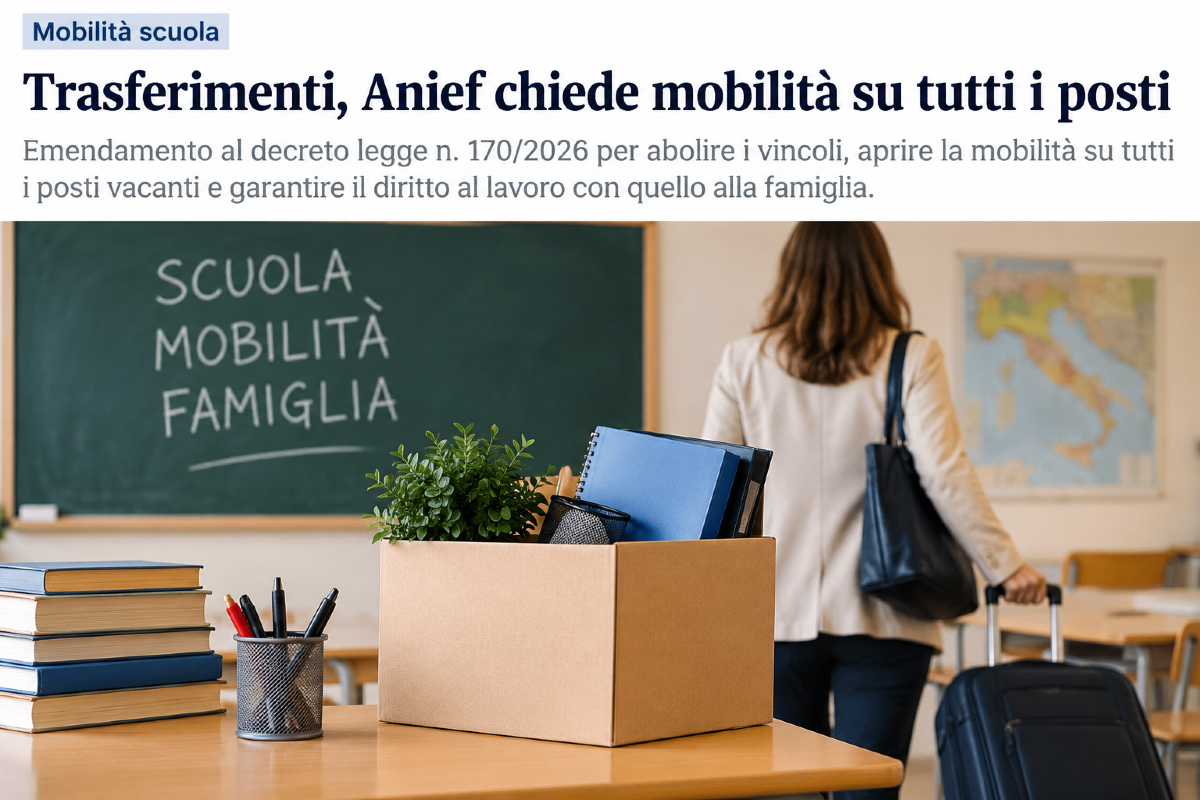 Scuola, Anief chiede trasferimenti senza vincoli  - 