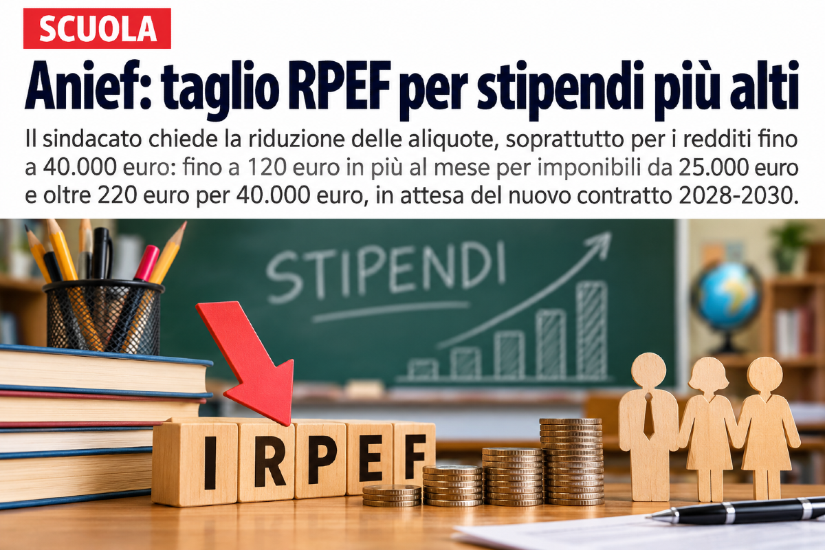 Scuola, Anief chiede il taglio IRPEF: stipendi più alti  - 