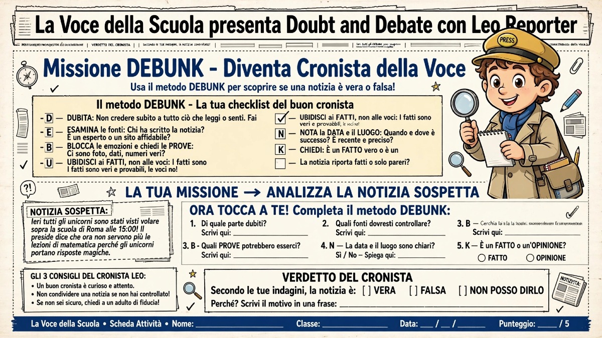 Doubt and Debate: il Gioco del Giornalista con Leo Reporter per insegnare a verificare