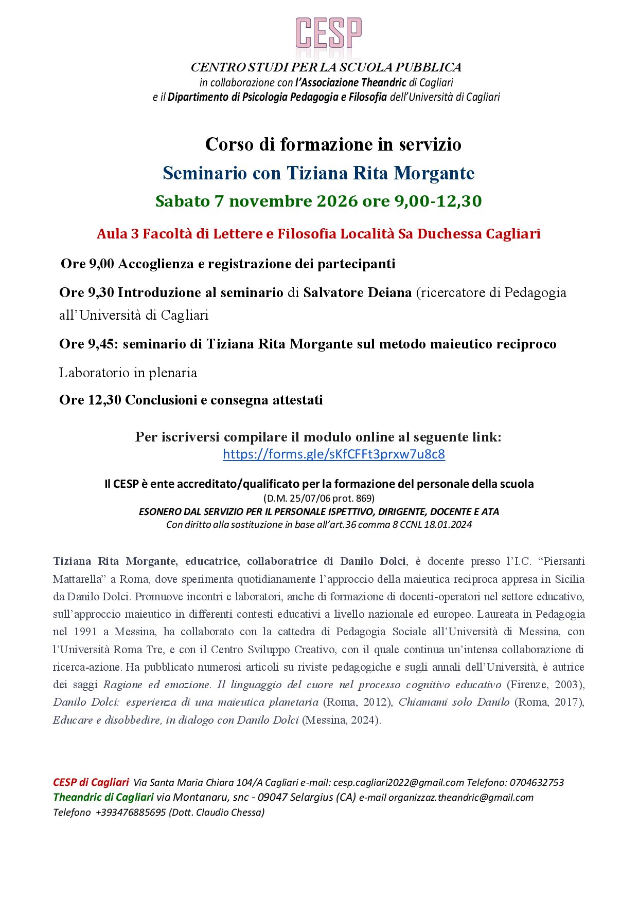 Cagliari, due seminari CESP su educazione e nonviolenza